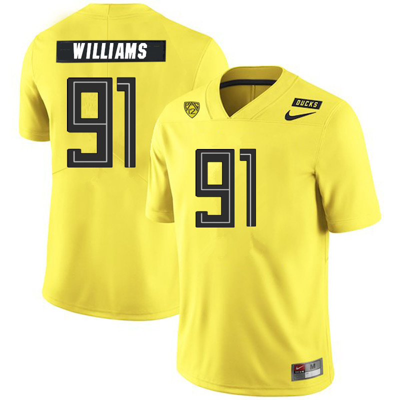Men #91 Kristian Williams Oregon Ducks College Football Jerseys Sale-Yellow